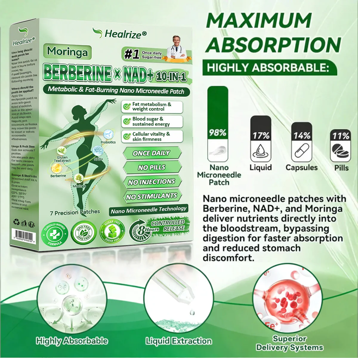 𝗢𝗳𝗳𝗶𝗰𝗶𝗮𝗹 𝗦𝘁𝗼𝗿𝗲 | ⏳⏳Healrize® 𝙈𝒐𝒓𝒊𝒏𝒈𝗮 · 𝗕𝗲𝗿𝗯𝐞𝐫𝐢𝐧𝙚 × 𝙉𝑨𝑫+ 𝟏𝟎-𝙞𝙣-1 𝘼𝒅𝒗𝒂𝒏𝒄𝒆𝐝 𝐍𝐚𝐧𝙤 𝙈𝙞𝙘𝙧𝙤𝙣𝒆𝒆𝒅𝒍𝐞 𝐏𝐚𝐭𝙘𝙝(𝗝𝘂𝘀𝘁 𝗼𝗻𝗰𝗲 𝗮 𝗱𝗮𝘆, 𝘃𝗶𝘀𝗶𝗯𝗹𝗲 𝗿𝗲𝘀𝘂𝗹𝘁𝘀 𝗶𝗻 𝟳 𝗱𝗮𝘆𝘀) ✅𝗙𝗼𝗿: 𝗼𝗯𝗲𝘀𝗶𝘁𝘆, 𝗹𝗼𝗼𝘀𝗲 𝘀𝗸𝗶𝗻, 𝘁𝘆𝗽𝗲 𝟮 𝗱𝗶𝗮𝗯𝗲𝘁𝗲𝘀, 𝘀𝗹𝗲𝗲𝗽 𝗮𝗽𝗻𝗲𝗮, 𝗷𝗼𝗶𝗻𝘁 𝗶𝘀𝘀𝘂𝗲𝘀, 𝗮𝗻𝗱 𝗺𝗼𝗿𝗲 - Image 2
